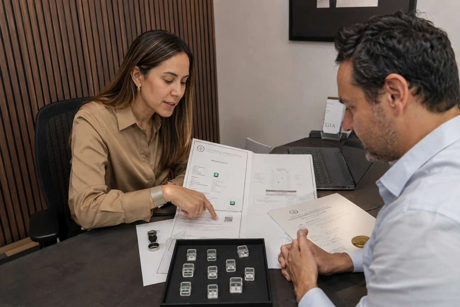Laboratorio gemológico de certificación de esmeraldas